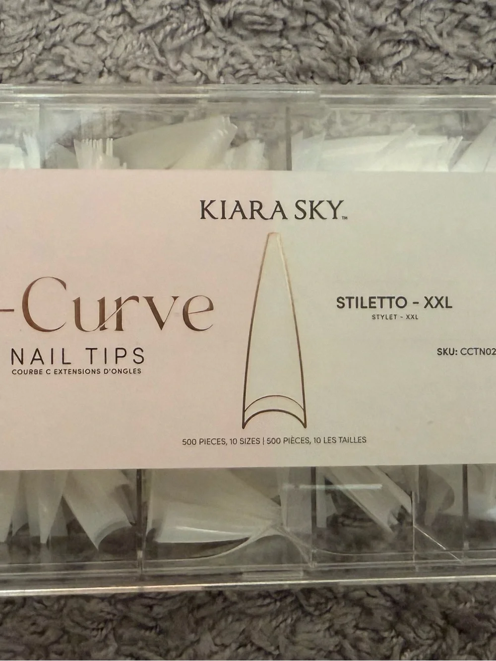 Kiara Sky Clear/White Stiletto-XXL Nail Tips Pack